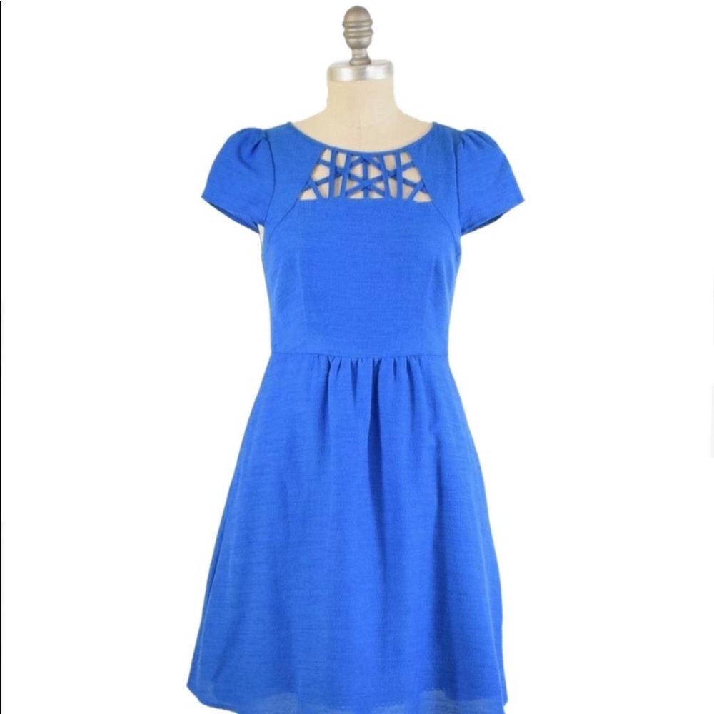 Maeve Blue Cutout Fit&Flare Dress